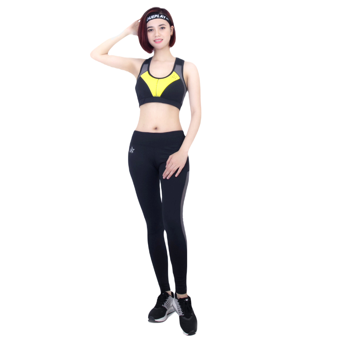 Alternative view of Bộ Tập Thể Thao Nữ Quần Dài Lưới Áo Bra Phối Màu Dd202 Màu Vàng - Ansa Sport