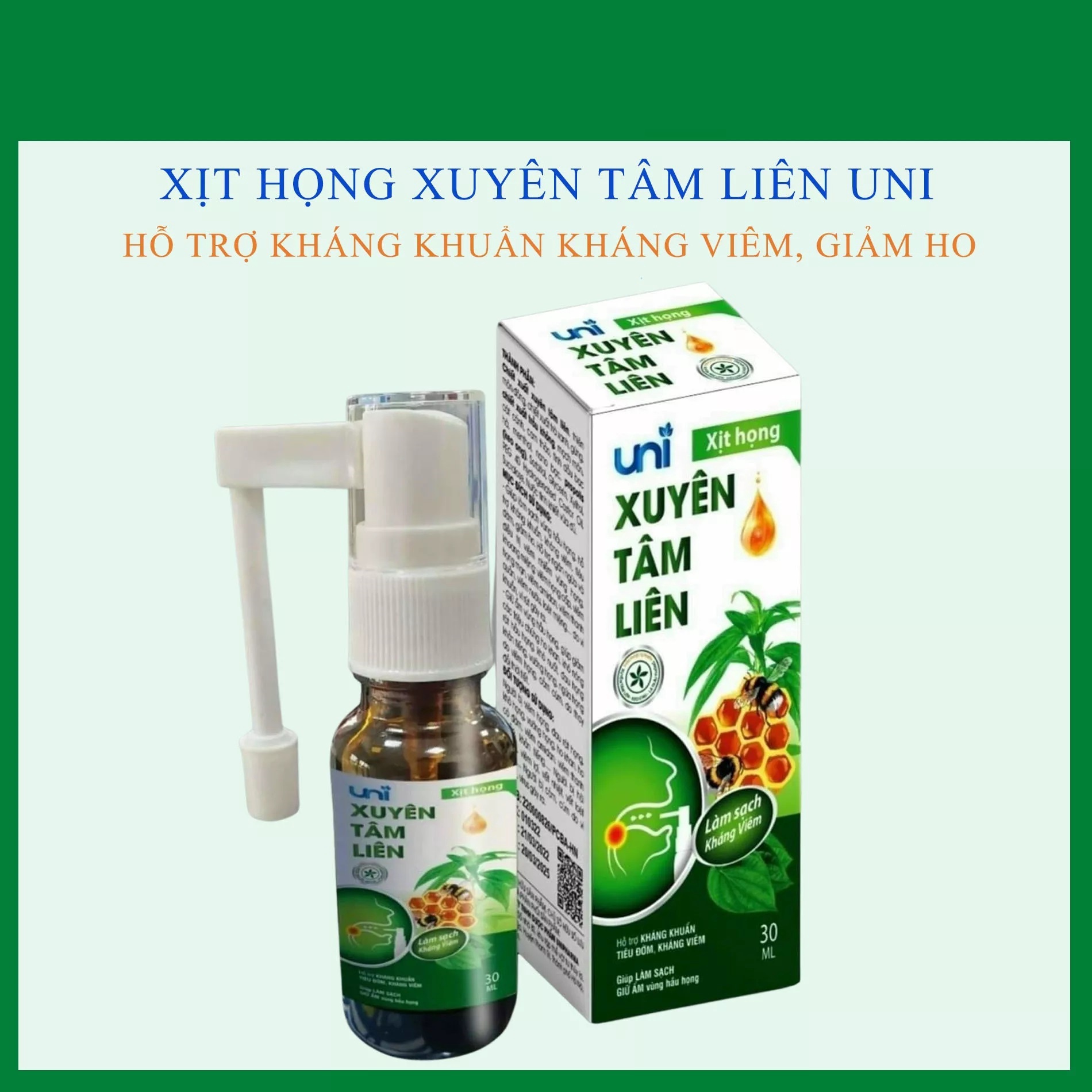 Alternative view of Xịt Họng Xuyên Tâm Liên Kháng Khuẩn, Làm Sạch Họng 30ml - Uni Pharma