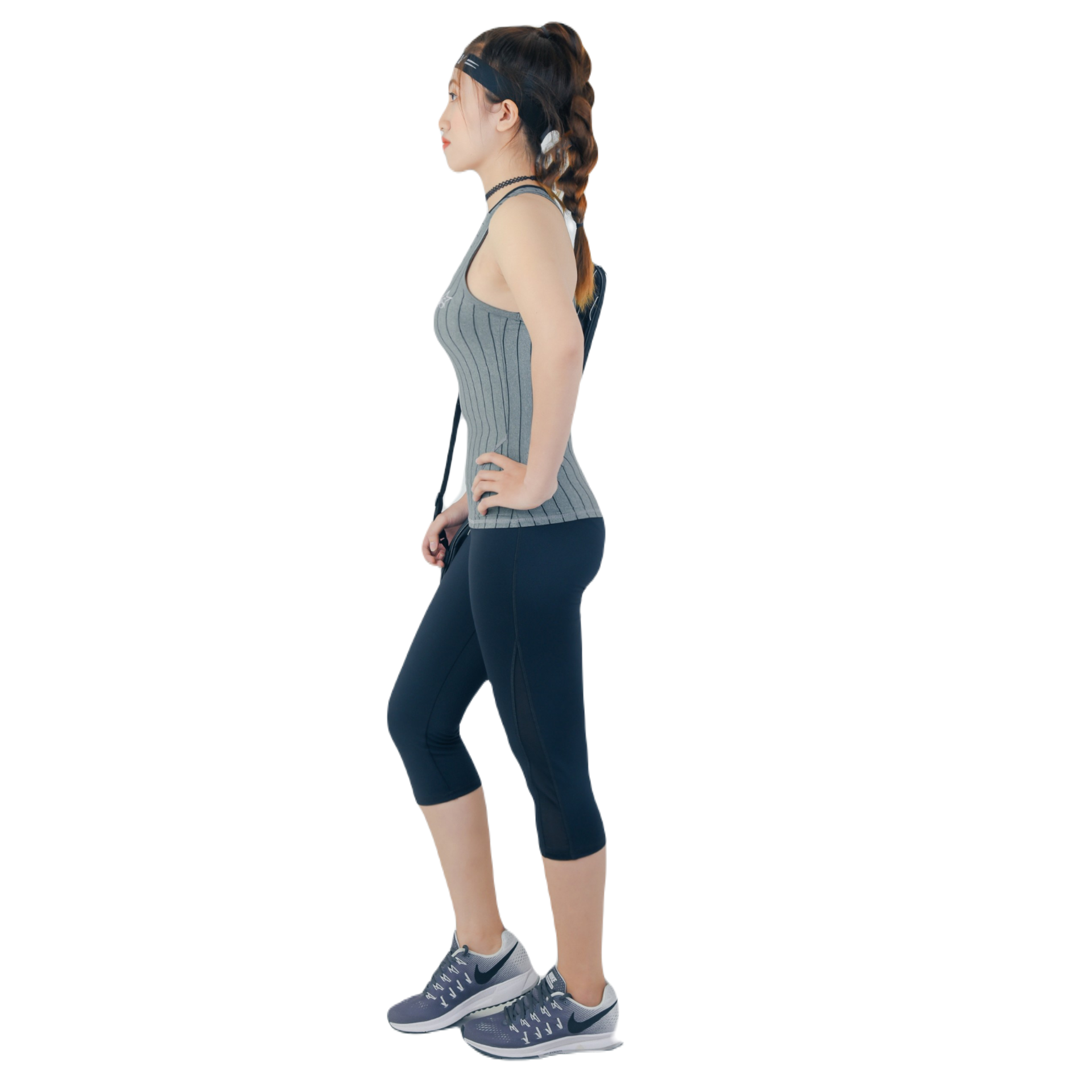 Alternative view of Áo Sát Nách Thể Thao Nữ Ar604 Màu Xám Sọc Đen - Ansa Sport