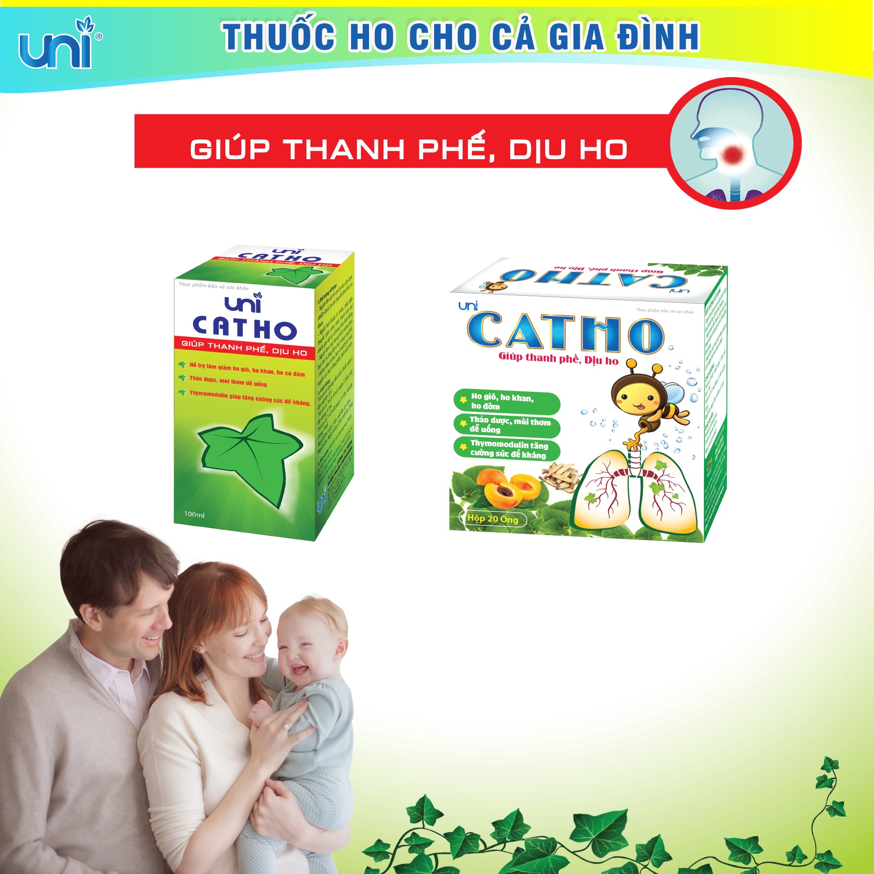 Siro Giúp Thanh Phế, Dịu Ho Catho - Uni Pharma