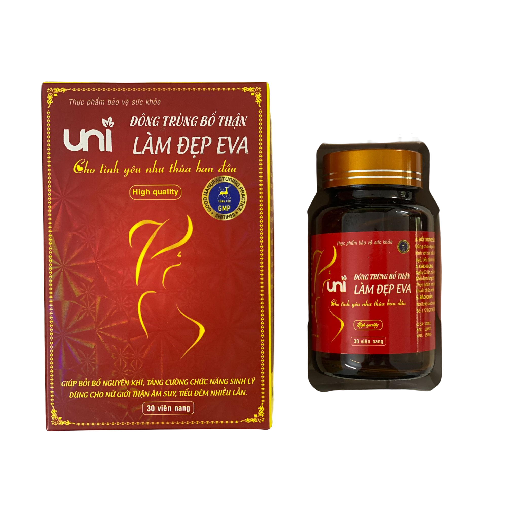 [hộp] Đông Trùng Bổ Thận Làm Đẹp Eva - Uni Pharma