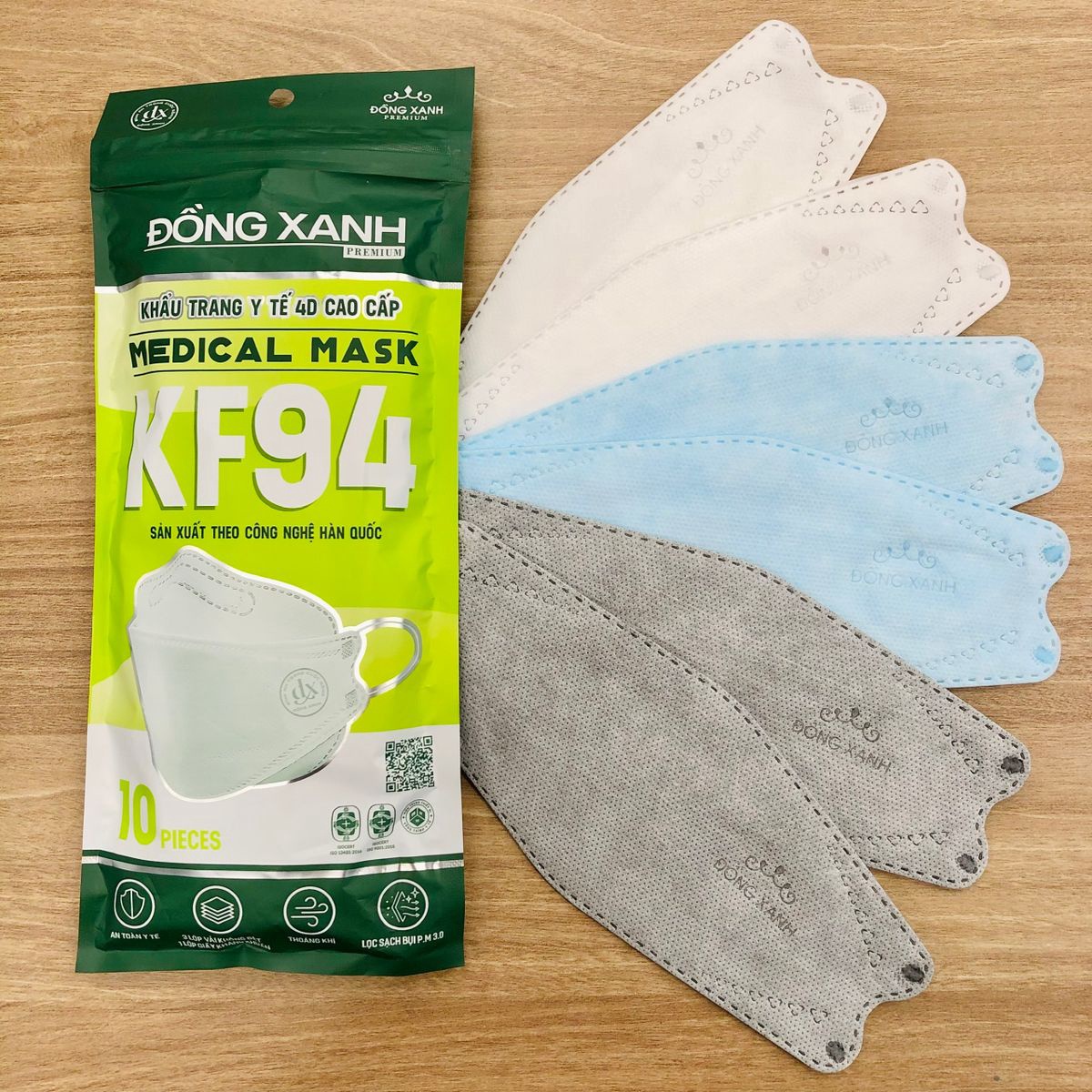 [túi] Khẩu Trang Kf94 (10 Cái/túi) - Đồng Xanh Premium