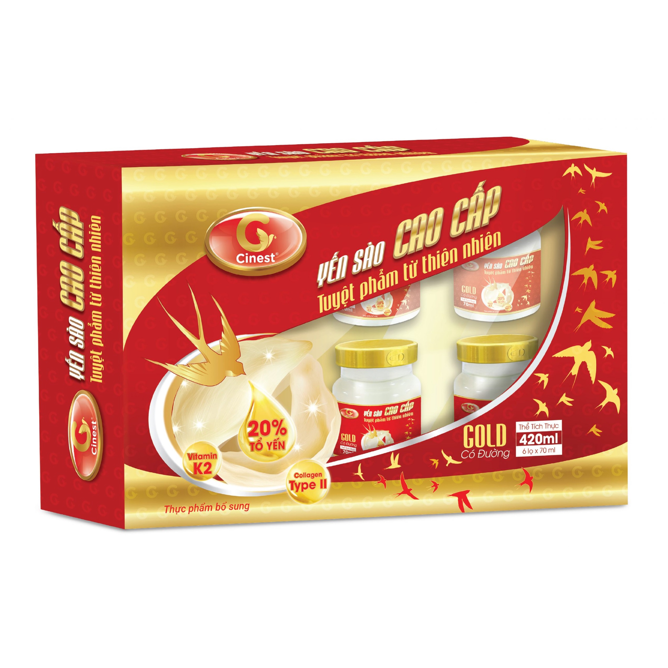 [hộp 6 Hũ] Yến Sào Cinest 20% Gold Có Đường 70ml - Franci