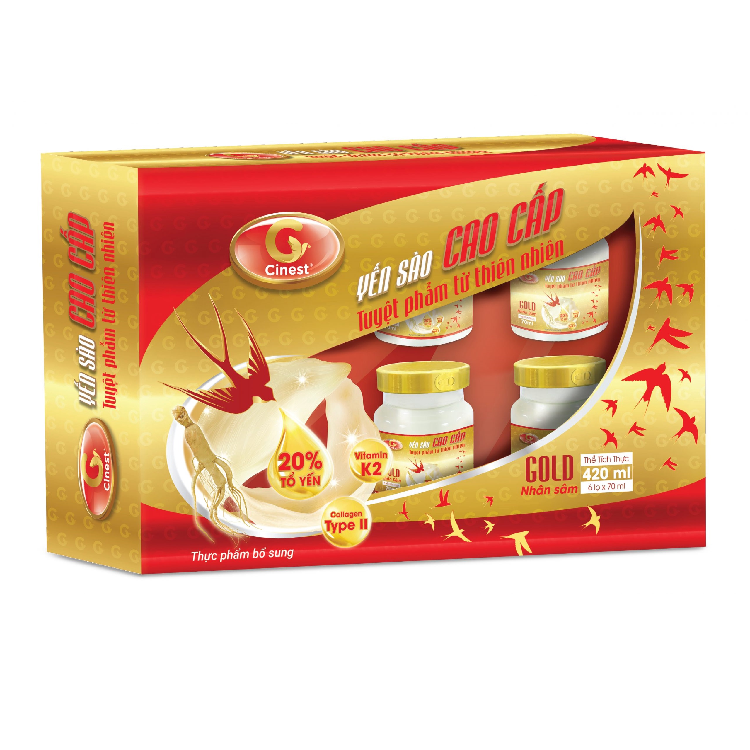 [hộp 6 Hũ] Yến Sào Cinest 20% Gold Nhân Sâm 70ml - Franci