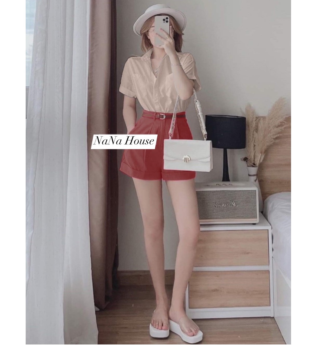 Alternative view of Set Áo Sơ Mi Lụa, Quần Short Cotton S22 - Nana House
