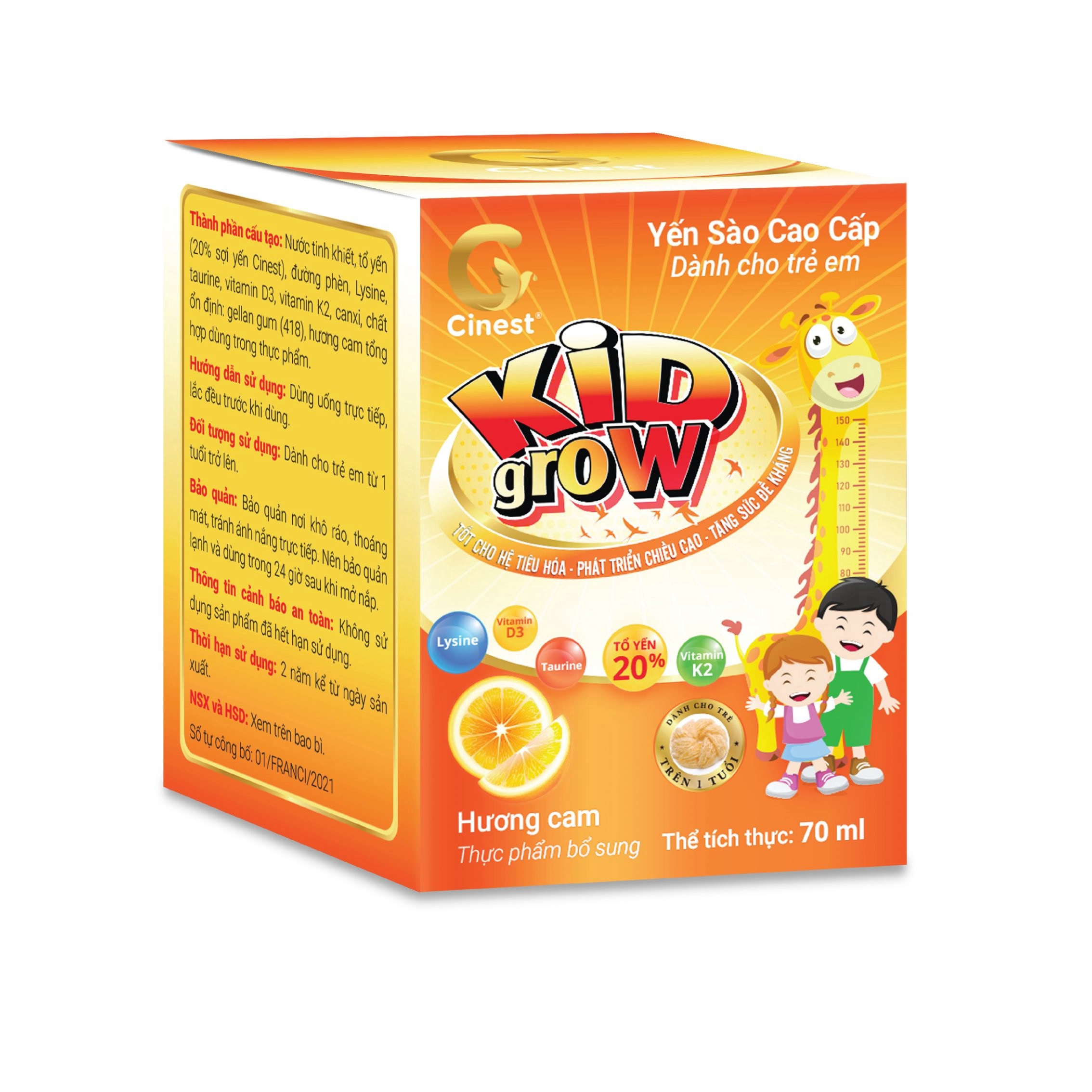 Alternative view of Yến Sào Cinest 20% Kid Grow Hương Cam 70ml - Franci