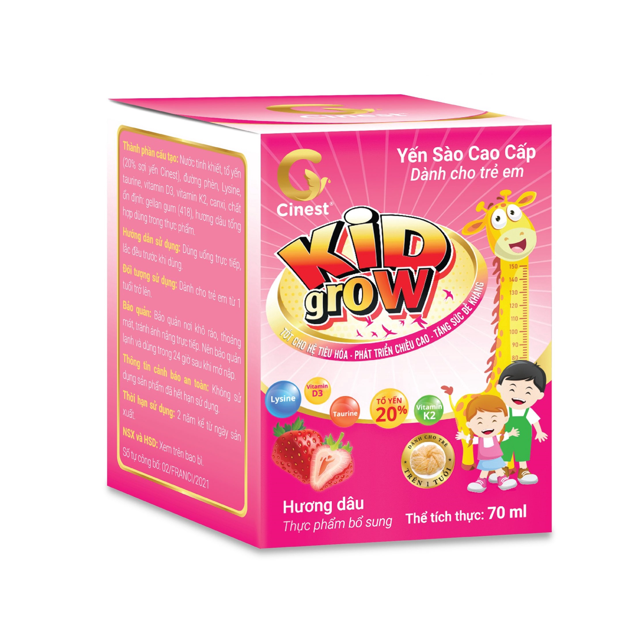 Alternative view of Yến Sào Cinest 20% Kid Grow Hương Dâu 70ml - Franci