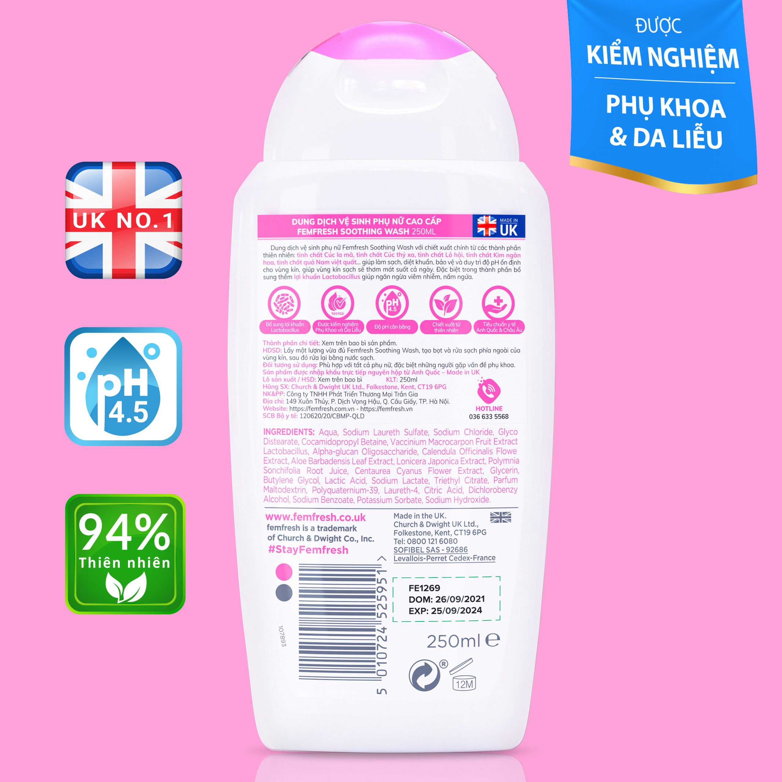 Alternative view of Dung Dịch Vệ Sinh Phụ Nữ Soothing Wash 250ml - Femfresh