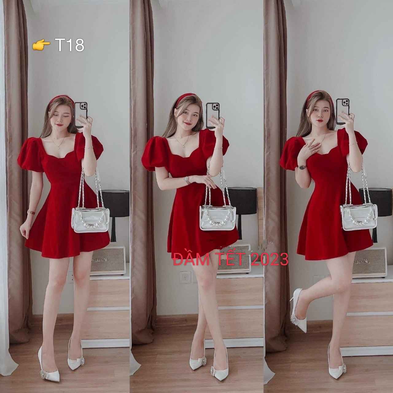 Đầm Nhung Tay Phồng Xoè - Lê Phương Boutique