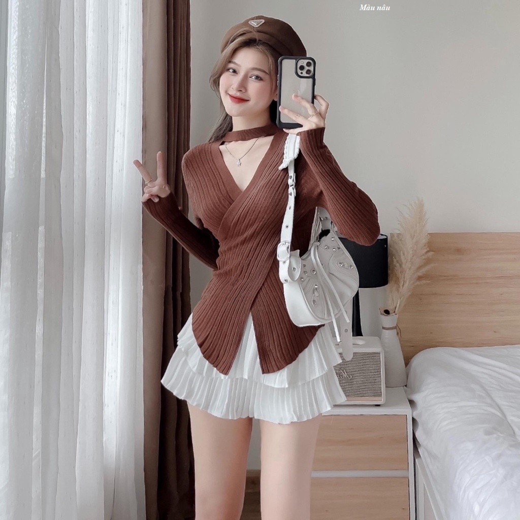 Alternative view of Áo Len Vạt Chéo Cổ Vòng - Chipxinhxk