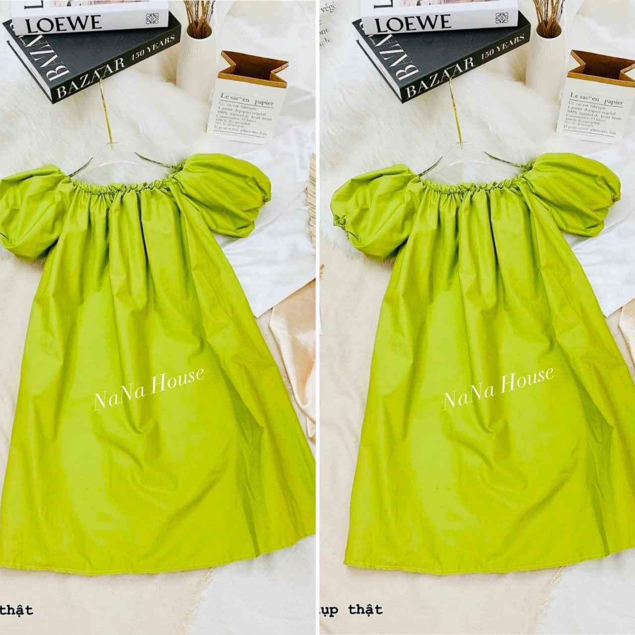 Alternative view of Đầm Babydoll Xanh Tay Phồng Phom Rộng - Nana House