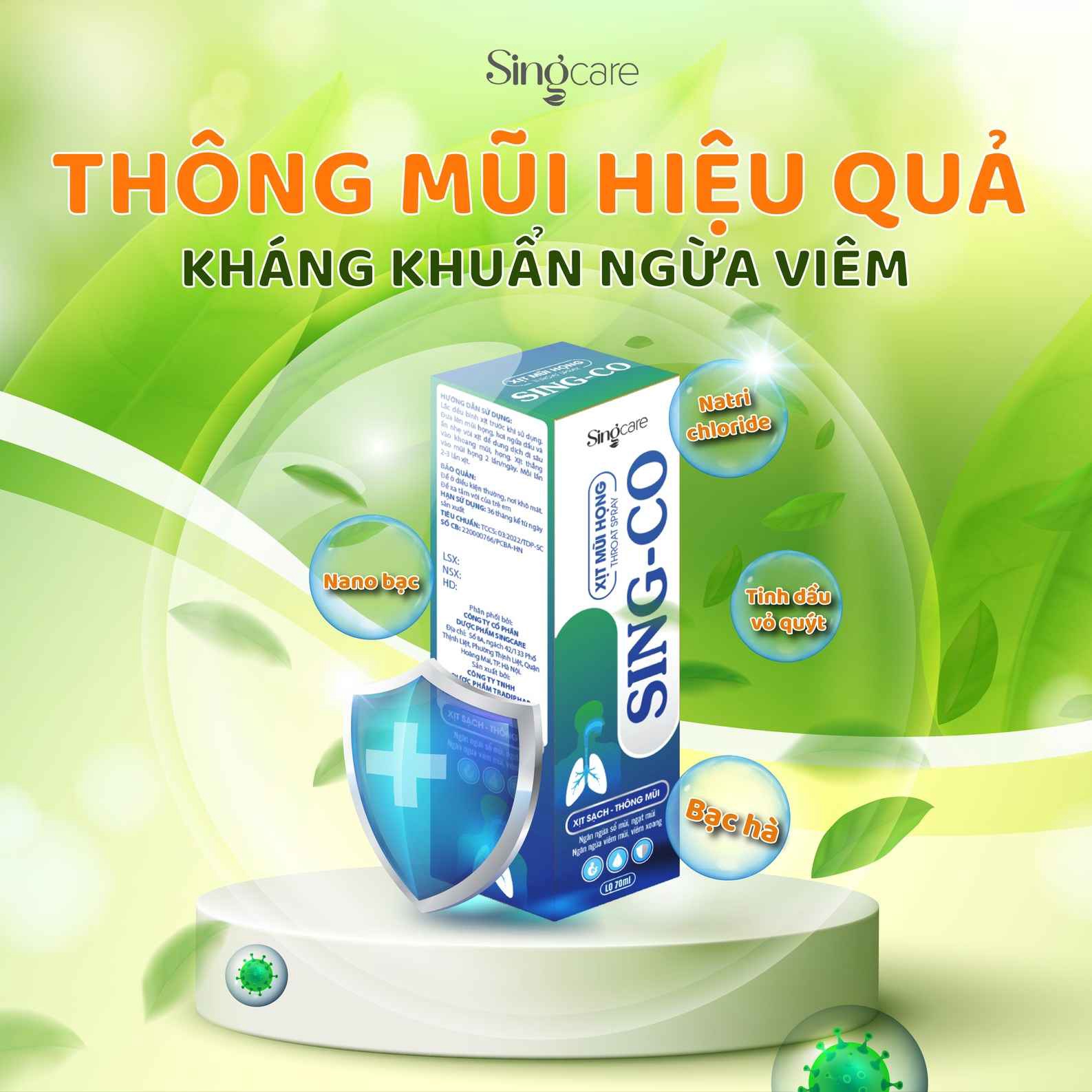 Xịt Mũi Họng Thảo Dược Sing-co 70ml - Singcare
