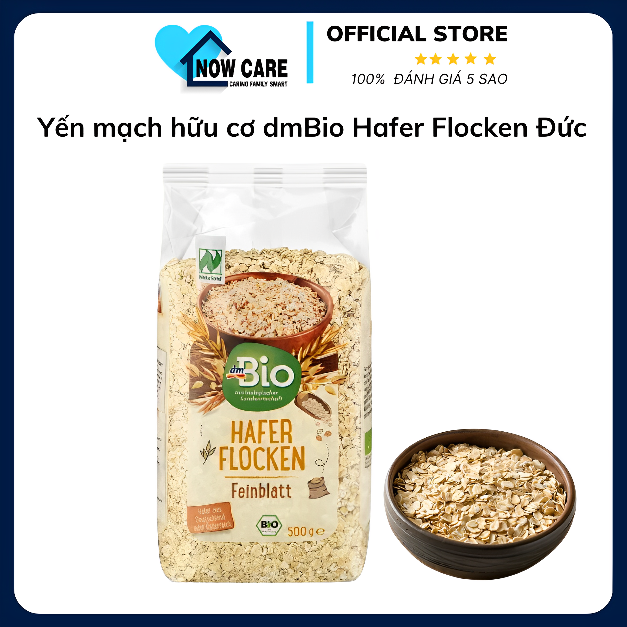 Yến Mạch Hữu Cơ Hafer Flocken Đức 500g (hạt Vỡ) - Bio