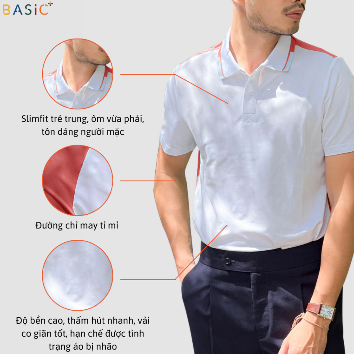 Alternative view of Áo Polo Fabric Color Combine Slimfit No 166 - Basic Plus
