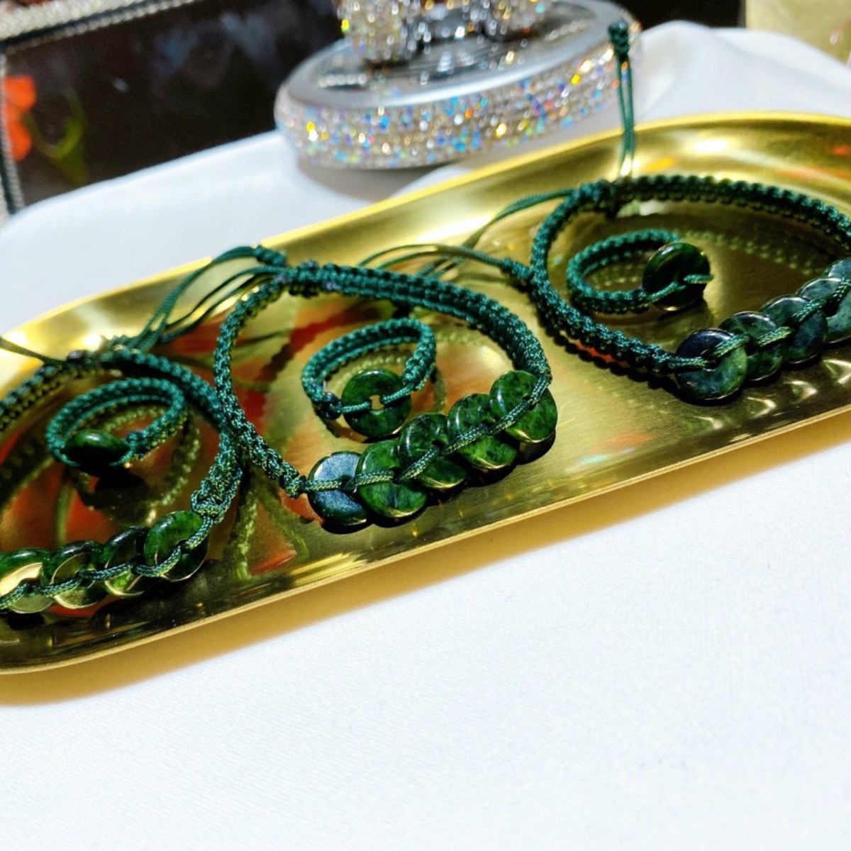 Alternative view of Bộ Trang Sức Ngọc Cẩm Thạch Sơn Thủy Thiên Nhiên Tết Dây Chỉ May Mắn - Thắng Giang