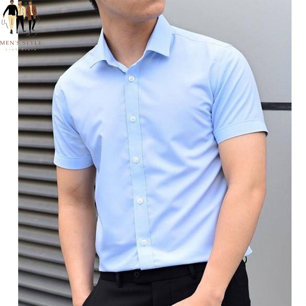 Áo Sơ Mi Nam Cộc Tay Dáng Hàn, Dáng Slim, Chất Poly Chéo - Men's Style