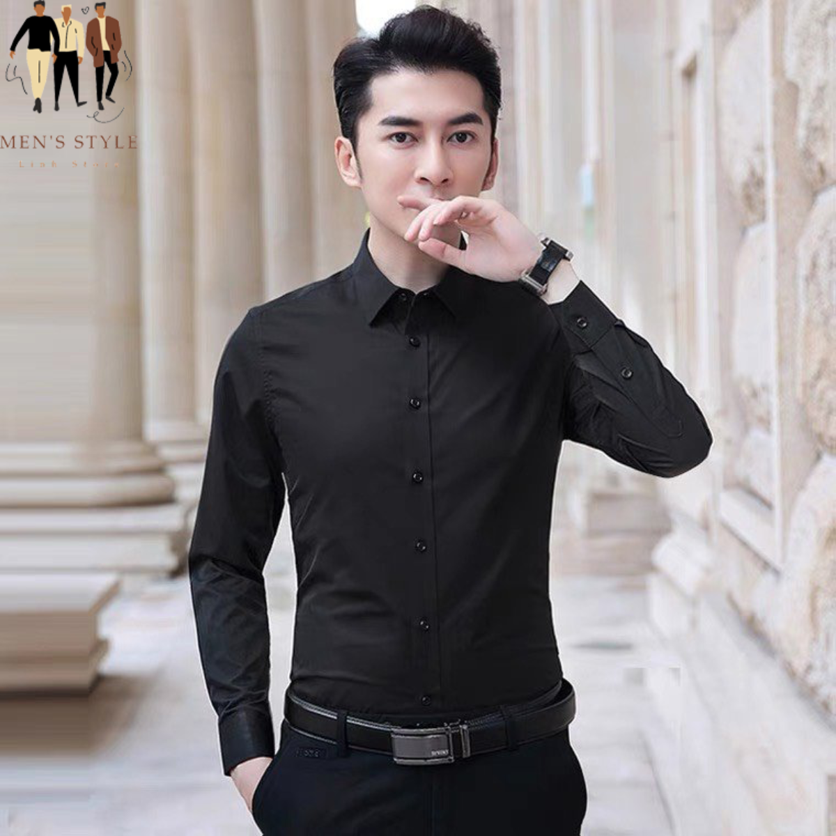 Alternative view of Áo Sơ Mi Nam Dài Tay Dáng Slim Chất Poly Chéo - Men's Style
