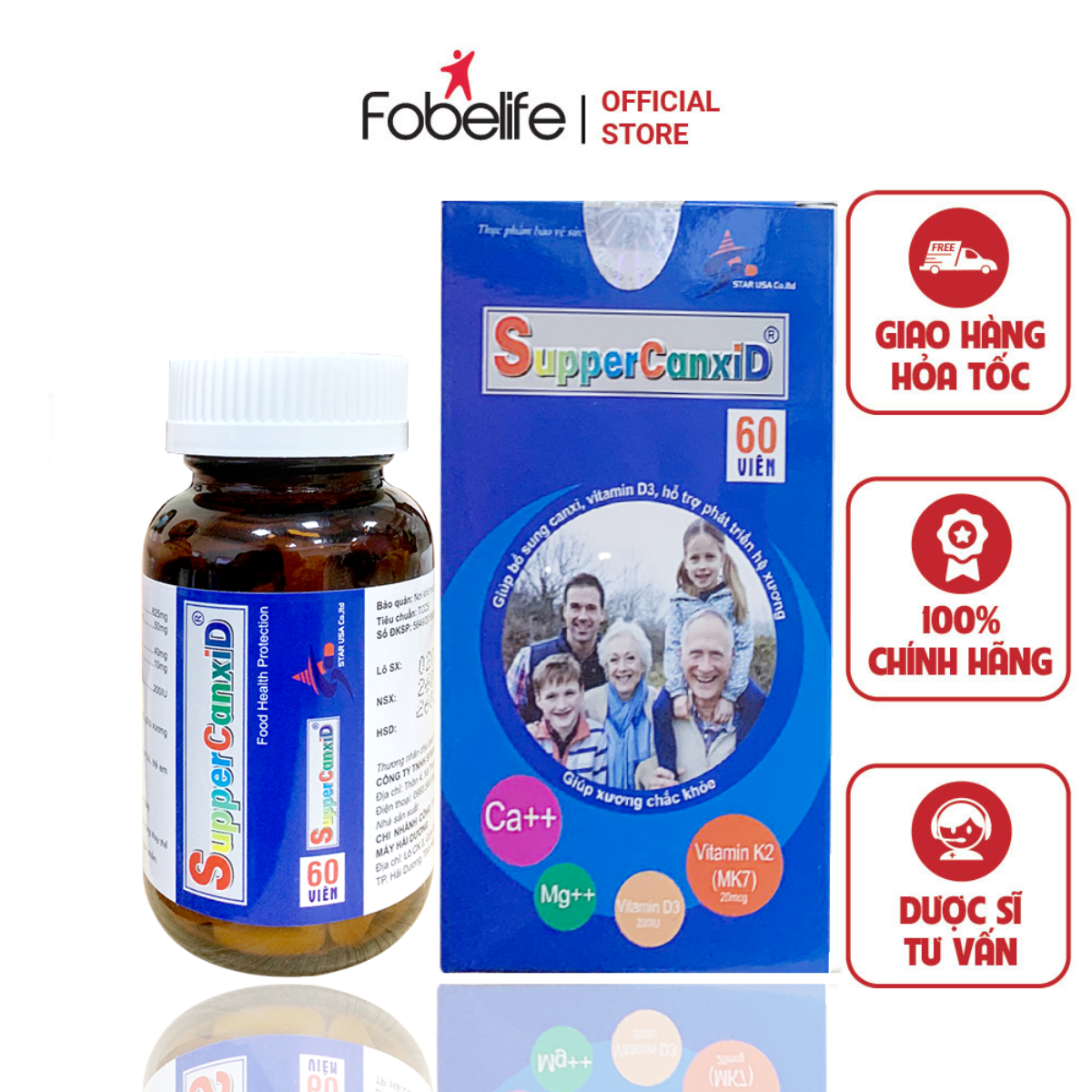 Viên Uống Bổ Sung Canxi, Giúp Xương Chắc Khỏe Supper Canxid - Starusa