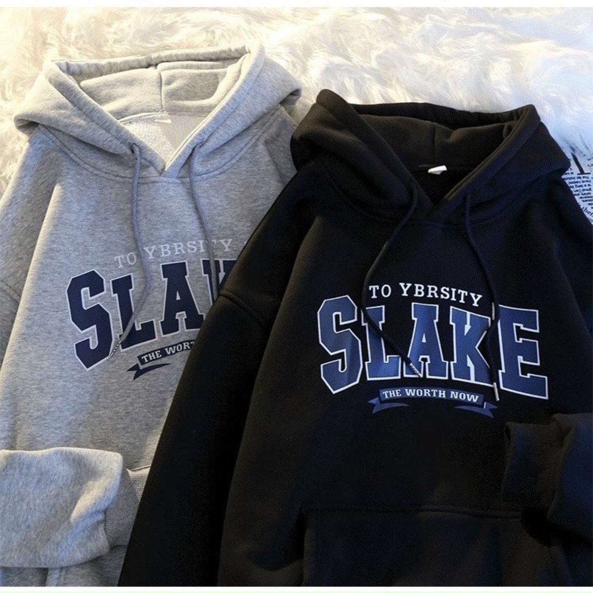 Áo Khoác Hoodie Nỉ Bông Có Nón Dày Dặn In Chữ Slake Phong Cách Hàn Quốc Siêu Đẹp - Htm Fashion