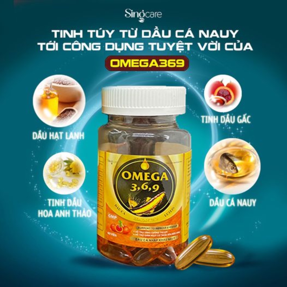 Combo 3 Hộp Omega 3, 6, 9 Bổ Não, Tăng Trí Nhớ, Sáng Mắt - Singcare