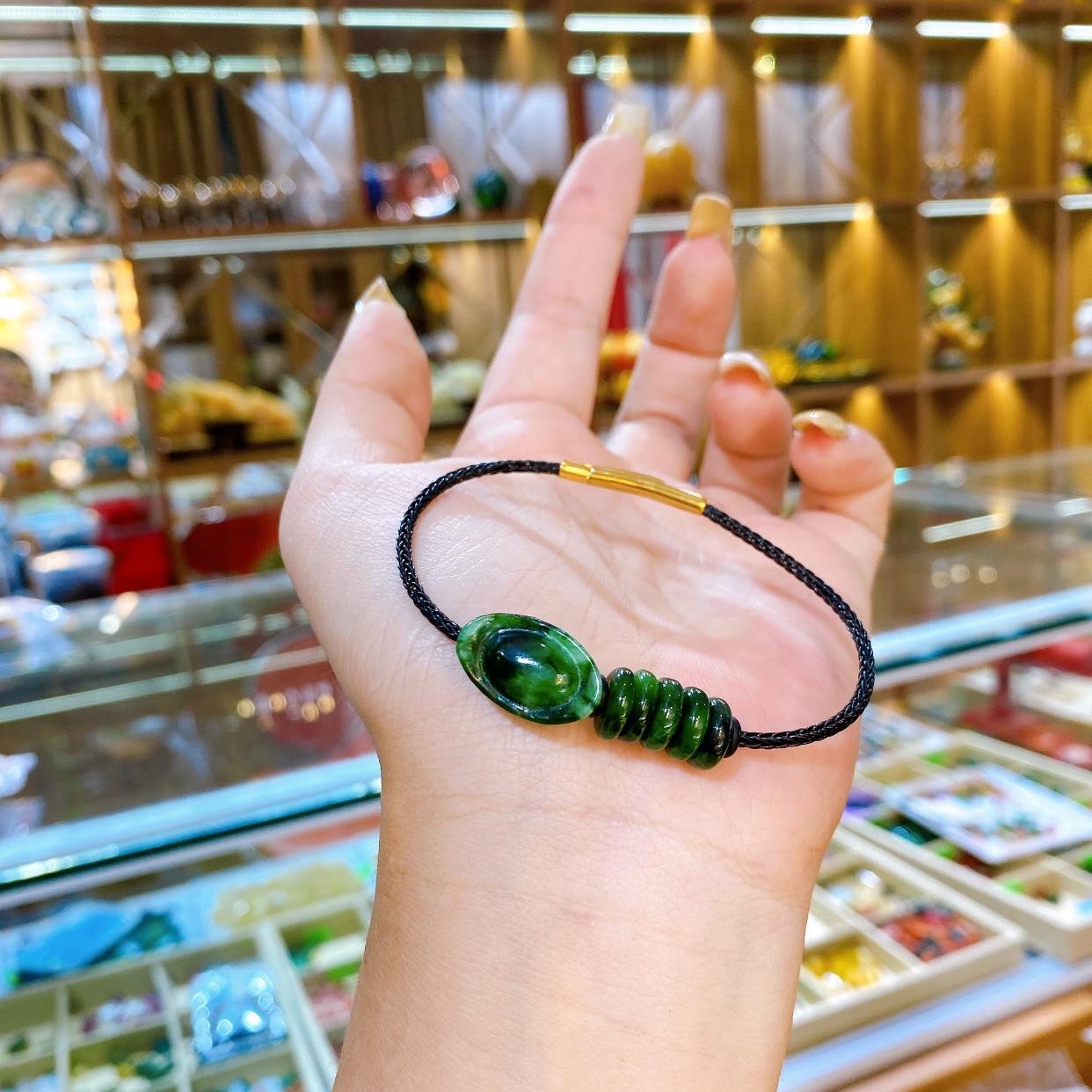 Vòng Tay Ngân Lượng Ngũ Điếu Ngọc Cẩm Thạch Sơn Thủy Thiên Nhiên - Thắng Giang