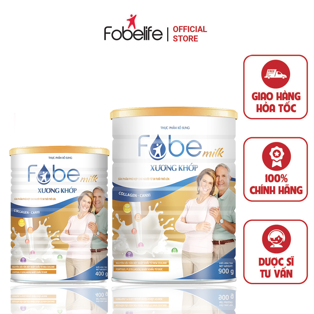 Sữa Bột Fobemilk Xương Khớp, Bổ Sung Collagen Giúp Xương Chắc Khỏe Dẻo Dai 900g - Fobelife