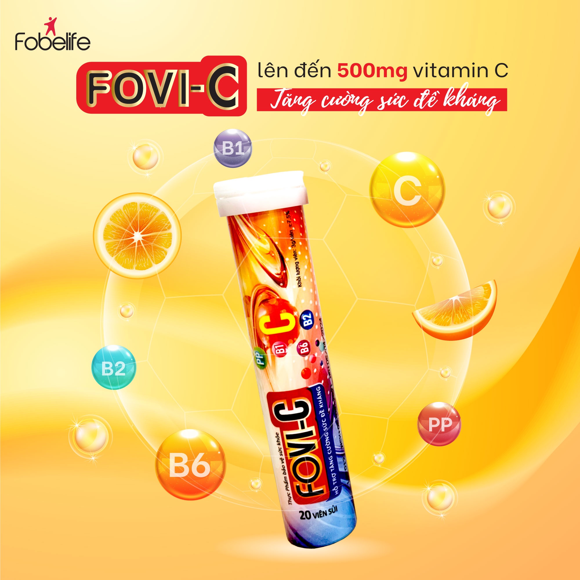 Alternative view of Viên Sủi Fovi C Vitamin C 500mg Bổ Sung Vitamin Tăng Cường Đề Kháng - Fobelife