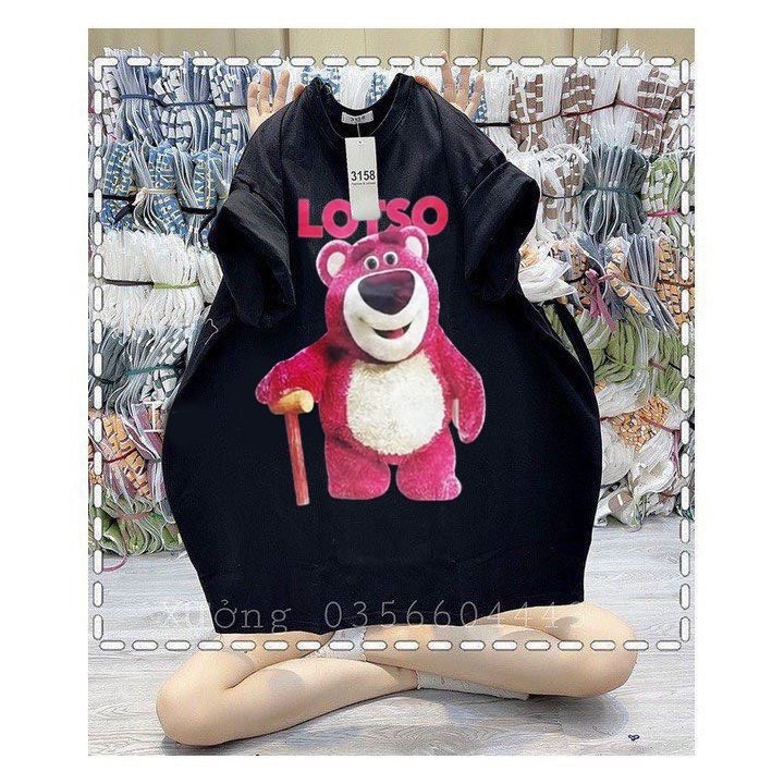Áo Phông 3158 Unisex Tay Lỡ Form Rộng Gấu Dâu - Lê Phương Boutique