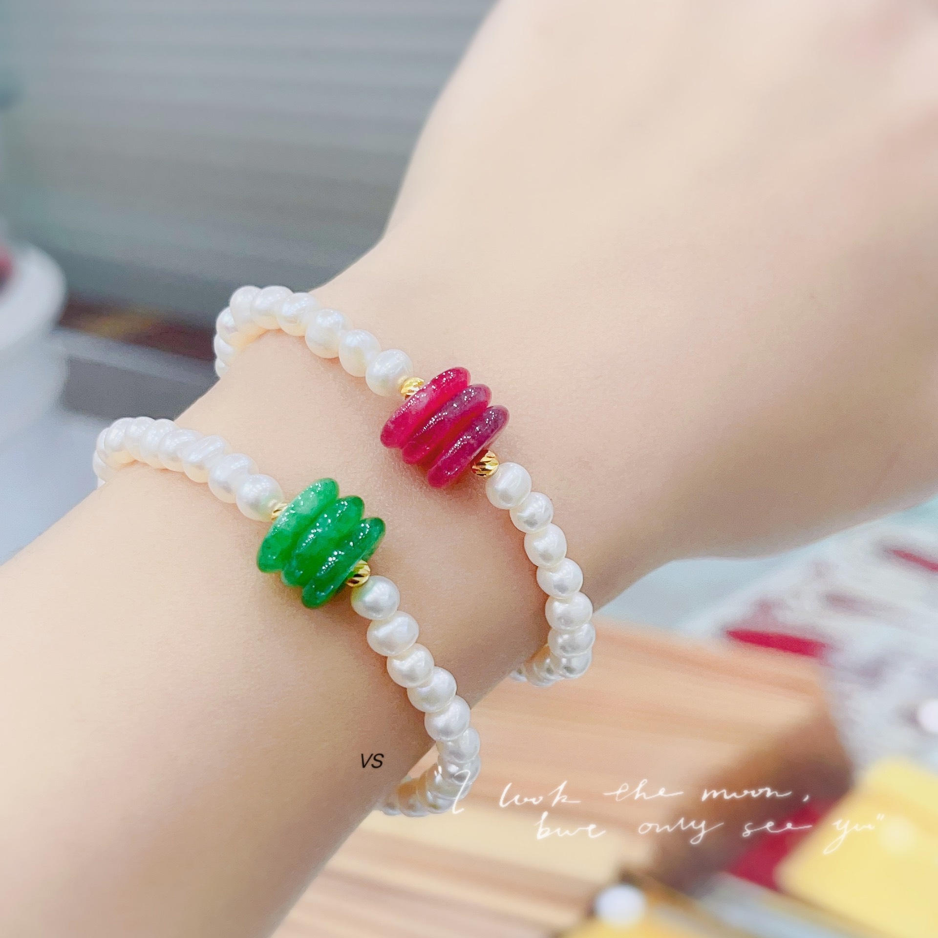 Vòng Tay Ngọc Trai Nuôi Nước Ngọt Thiên Nhiên Phối Tam Điếu Ngọc Cẩm Thạch - Thắng Giang