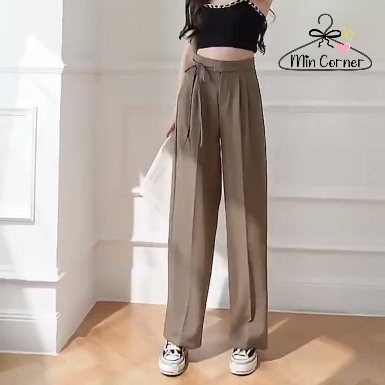 Alternative view of Quần Nữ Ống Suông Rộng Lưng Thắt Dây Chất Ruby Dày Dặn Mq1 - Min Corner