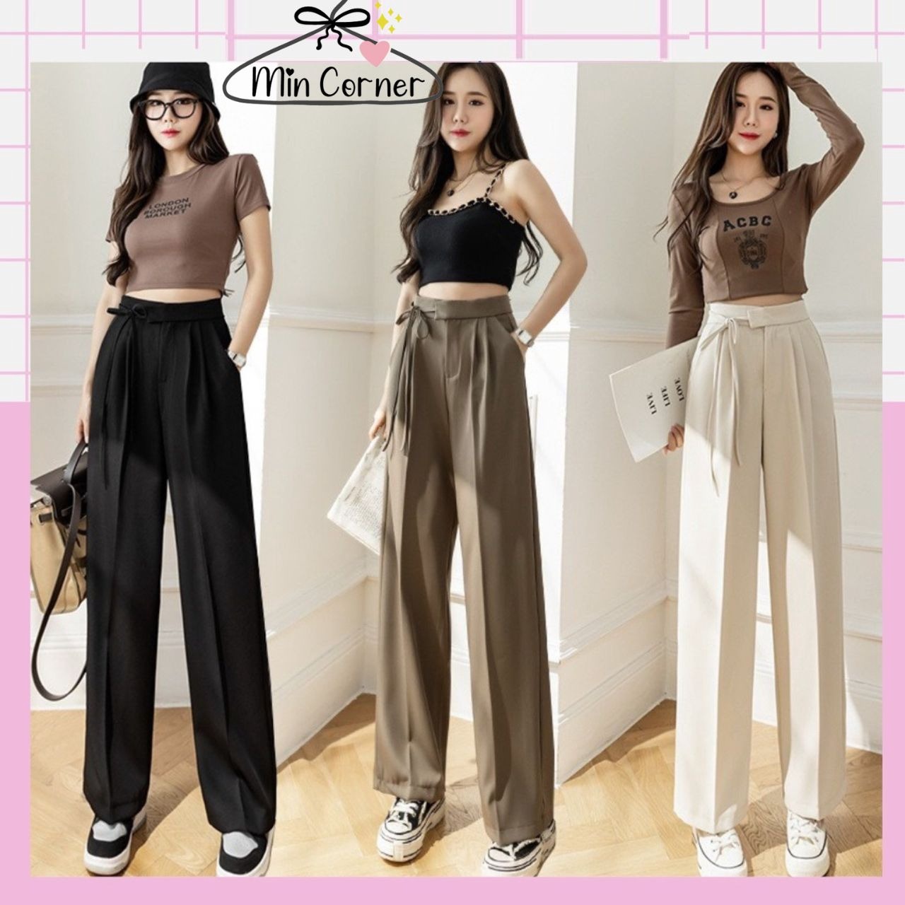 Quần Nữ Ống Suông Rộng Lưng Thắt Dây Chất Ruby Dày Dặn Mq1 - Min Corner