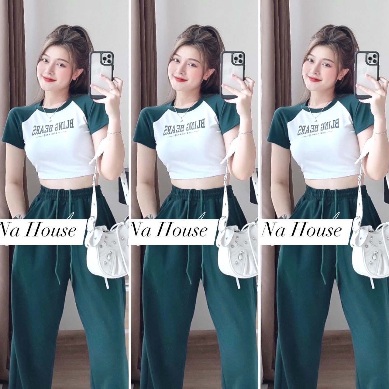 Set Bộ Đồ Nữ Thun Áo Crotop Mix Quần Ống Rộng Ct089 - Nana House