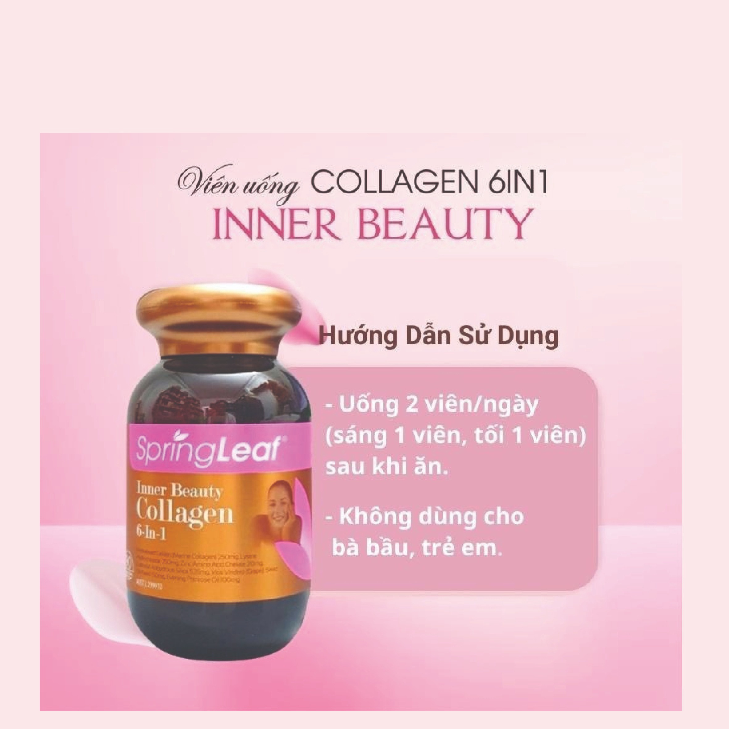 Alternative view of Viên Collagen Spring Leaf Inner Beauty Collagen 6-in-1 Advanced Chính Hãng Úc 90v / 180v - Spring Leaf