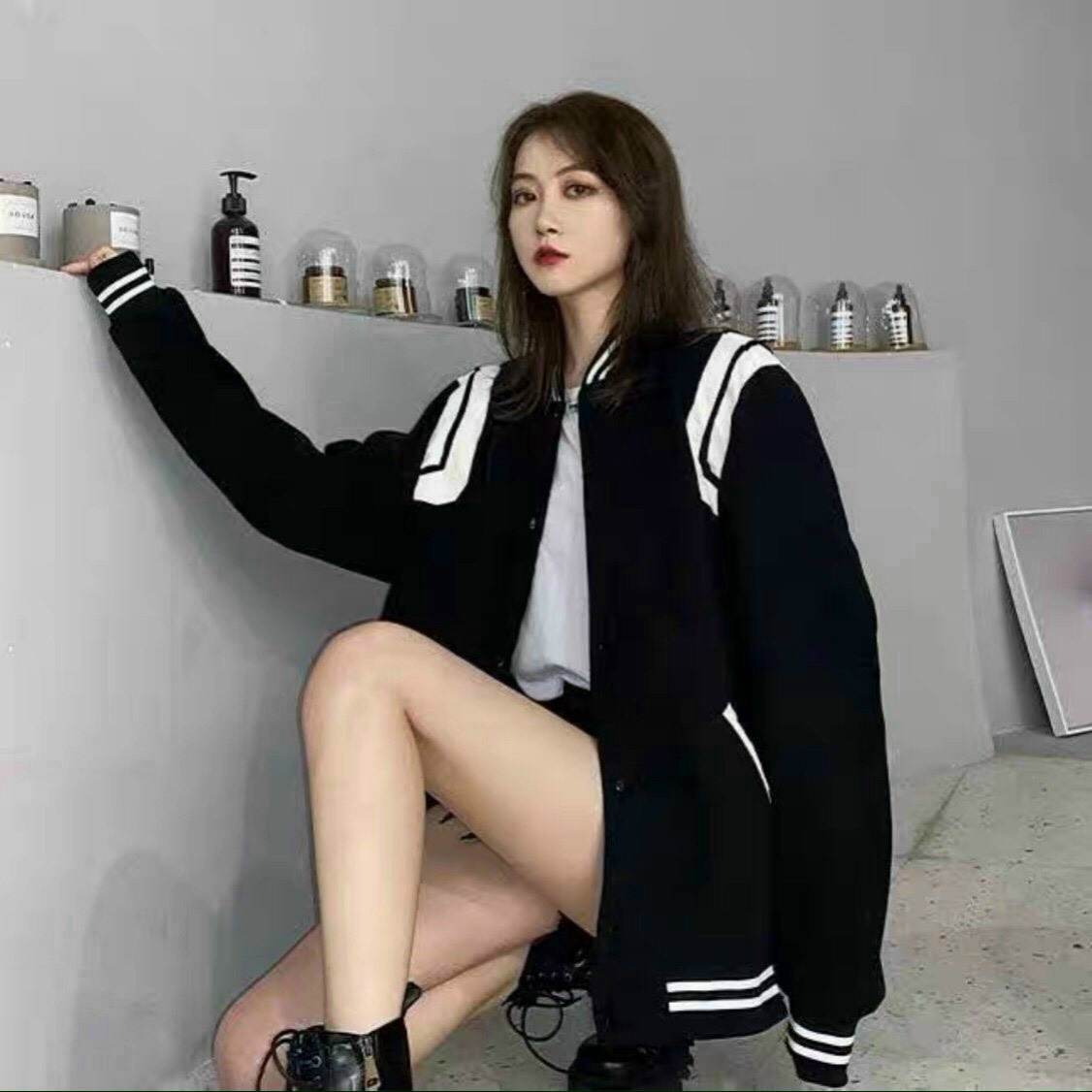 Áo Khoác Nỉ Nam Nữ Unisex Bomber Phối Viền Trắng - Ausa House