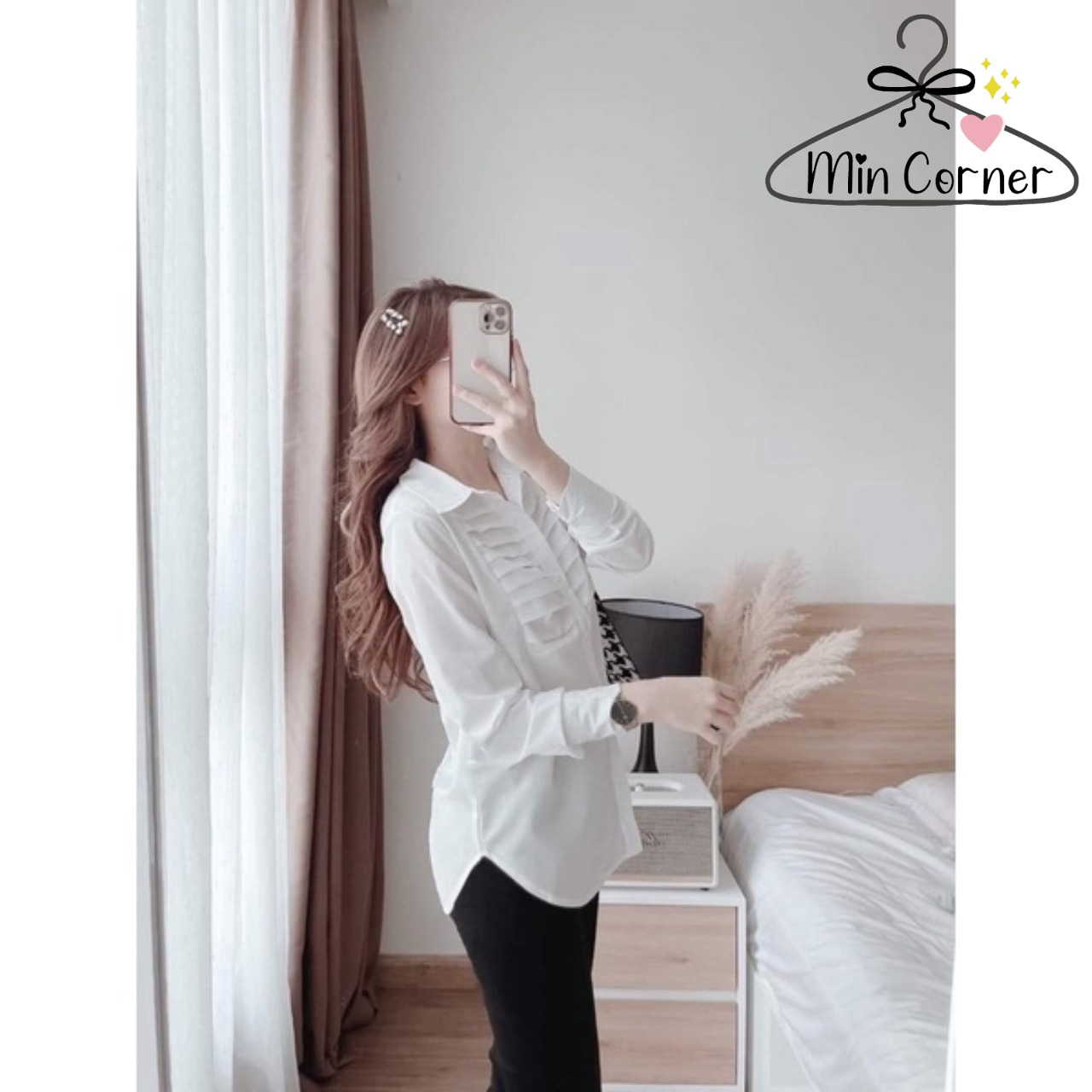 Alternative view of Áo Sơ Mi Nữ Tay Dài Nẹp Xếp Ly Thân Áo Chất Lụa Hàn Ms11 – Min Corner