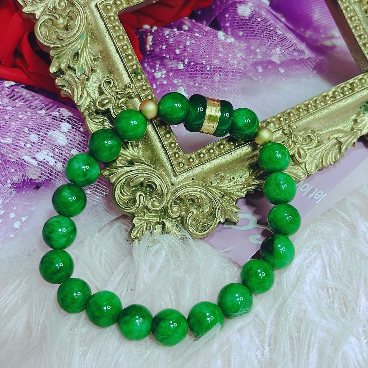 Vòng Tay Ngọc Cẩm Thạch Phối Lu Thống Giác Vàng 24 Kara - Thắng Giang