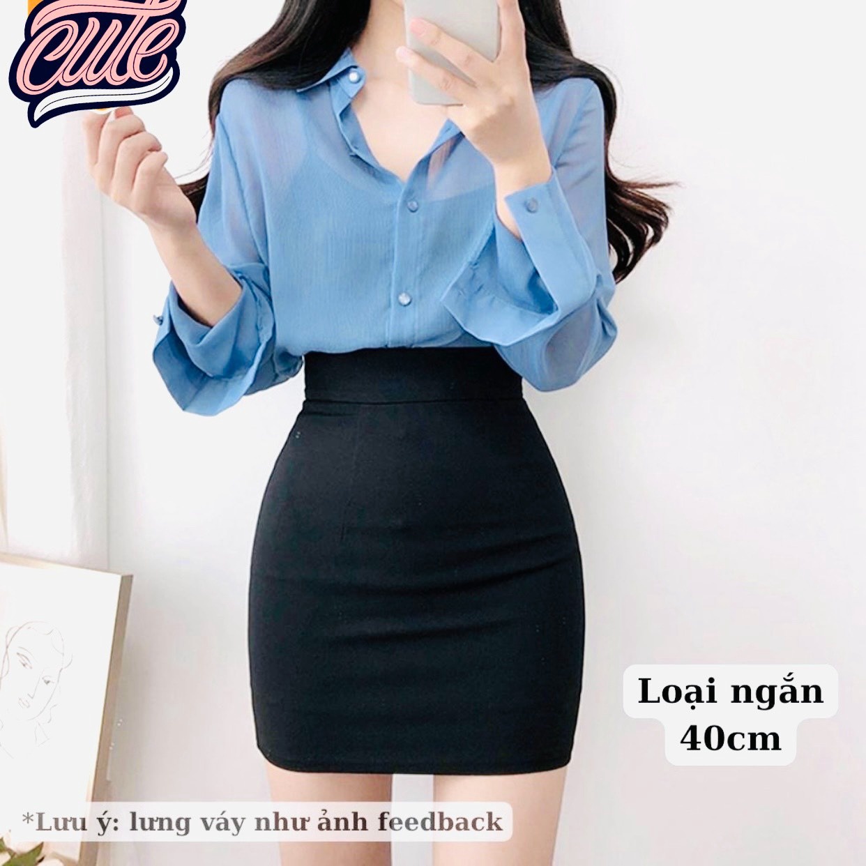Chân Váy Công Sở Xẻ Tà Nữ Chất Mango Ug700 - Nana House