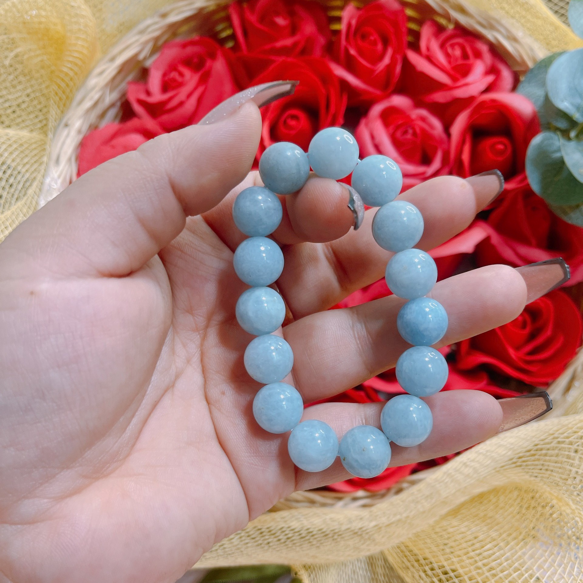 Alternative view of Vòng Tay Nam Thạch Anh Màu Aquamarine 12 Ly - Thắng Giang
