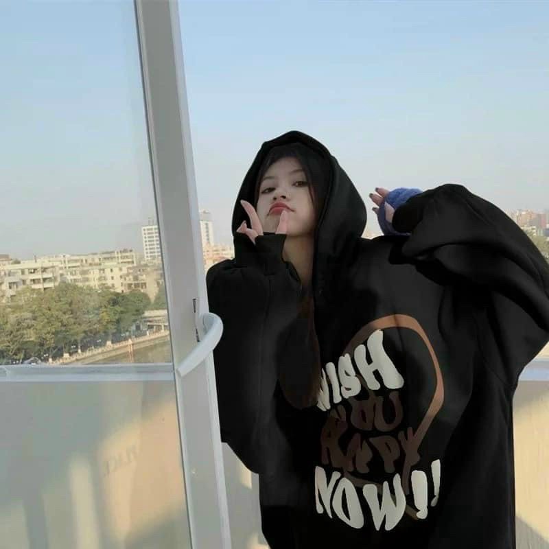Alternative view of Áo Hoodie Nữ Vải Nỉ Wish You Happy Phối Nút Cổ Cá Tính Thời Trang - Golden Dream Tp3279