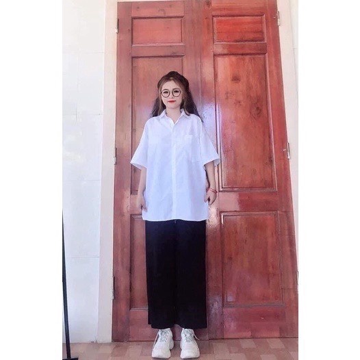 Áo Sơ Mi Trắng Nữ, Áo Sơ Mi Cộc Tay Có Túi