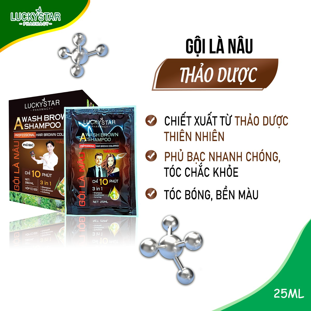 Gội Là Nâu Thảo Dược Túi 25ml - Lucky Star