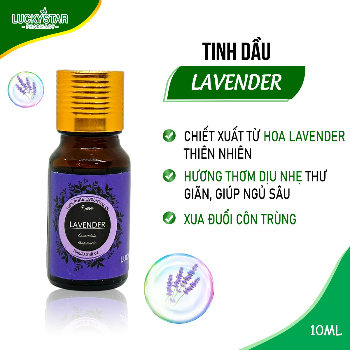 Tinh Dầu Oải Hương Lavender 10ml (tặng Túi Treo) - Lucky Star