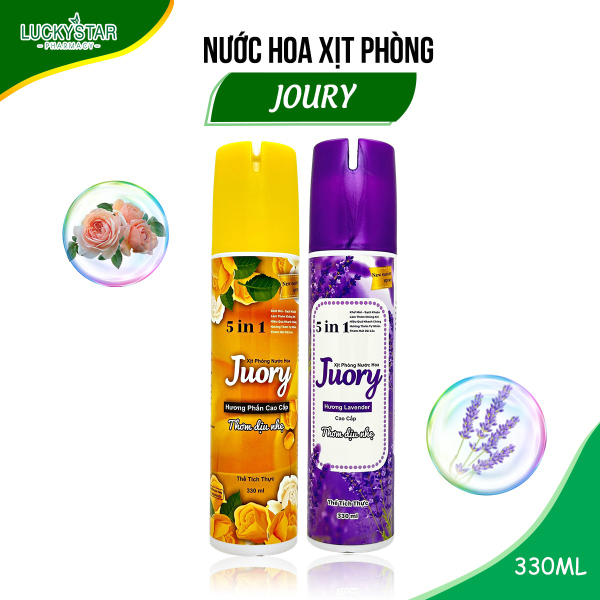 Xịt Phòng Nước Hoa Juory 5in1 330ml - Lucky Star
