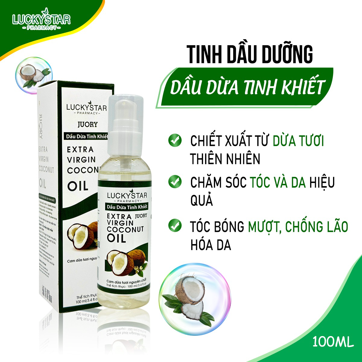 Tinh Dầu Dừa Nguyên Chất 100ml - Lucky Star