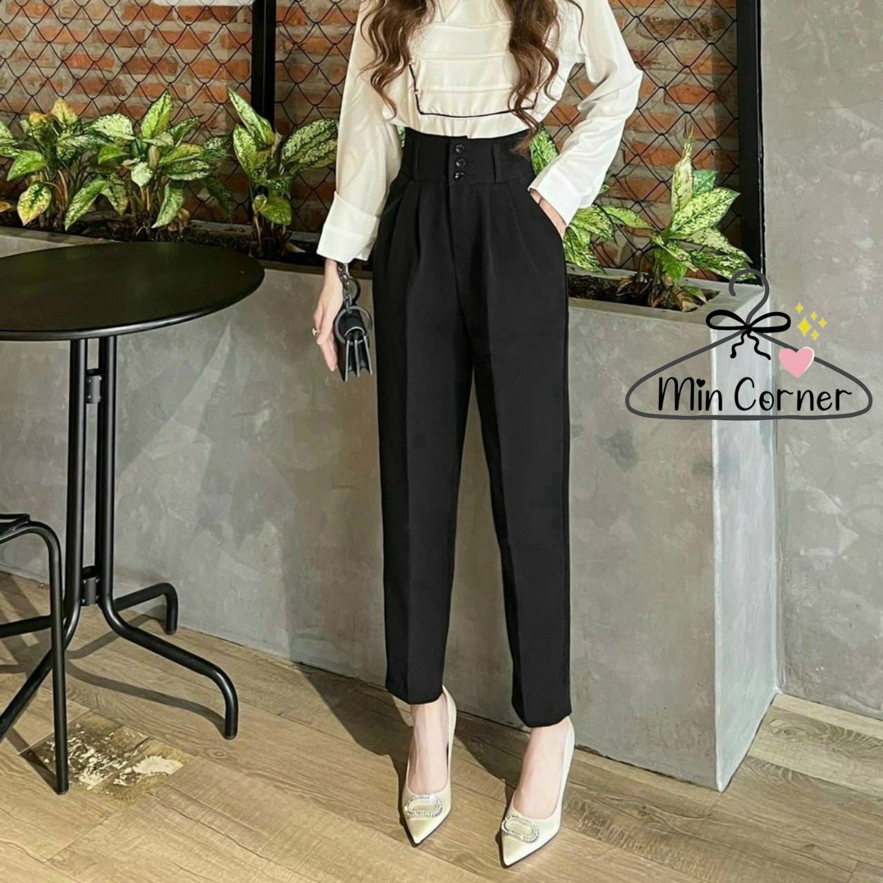 Quần Tây Baggy Lưng Cao 3 Nút Tôn Dáng - Min Corner