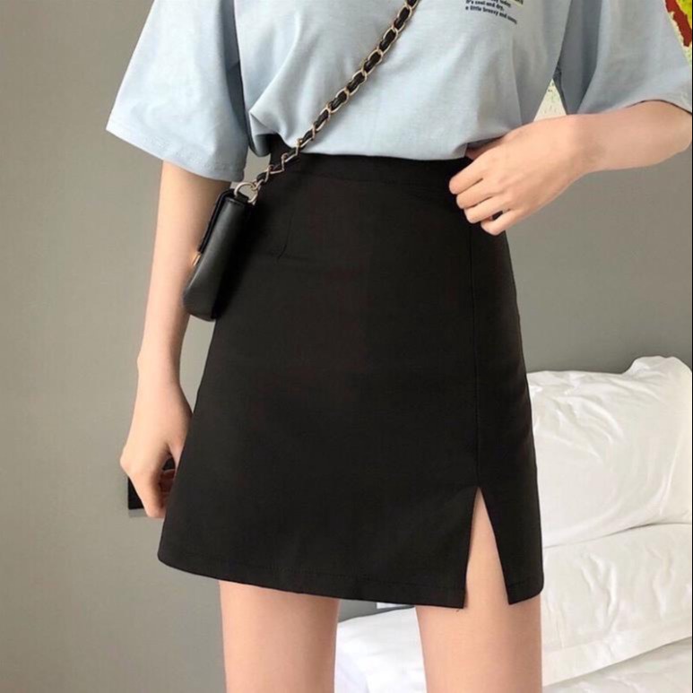 Chân Váy Ngắn Chữ A Xẻ Tà Phong Cách Công Sở Lưng Cạp Cao (có Quần Trong) Ug420 - Nana House