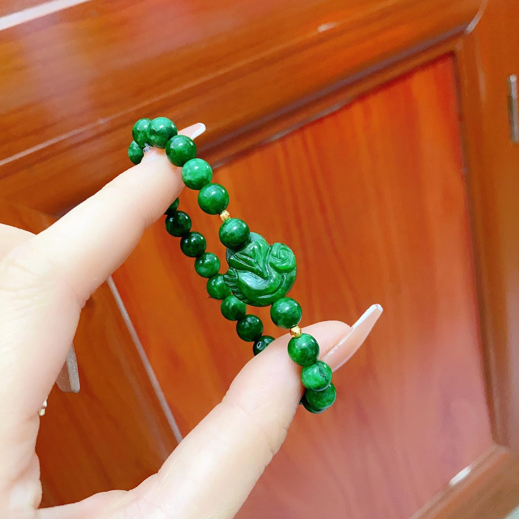 Alternative view of Vòng Tay Ngọc Cẩm Thạch Thiên Nhiên Phối Charm - Thắng Giang