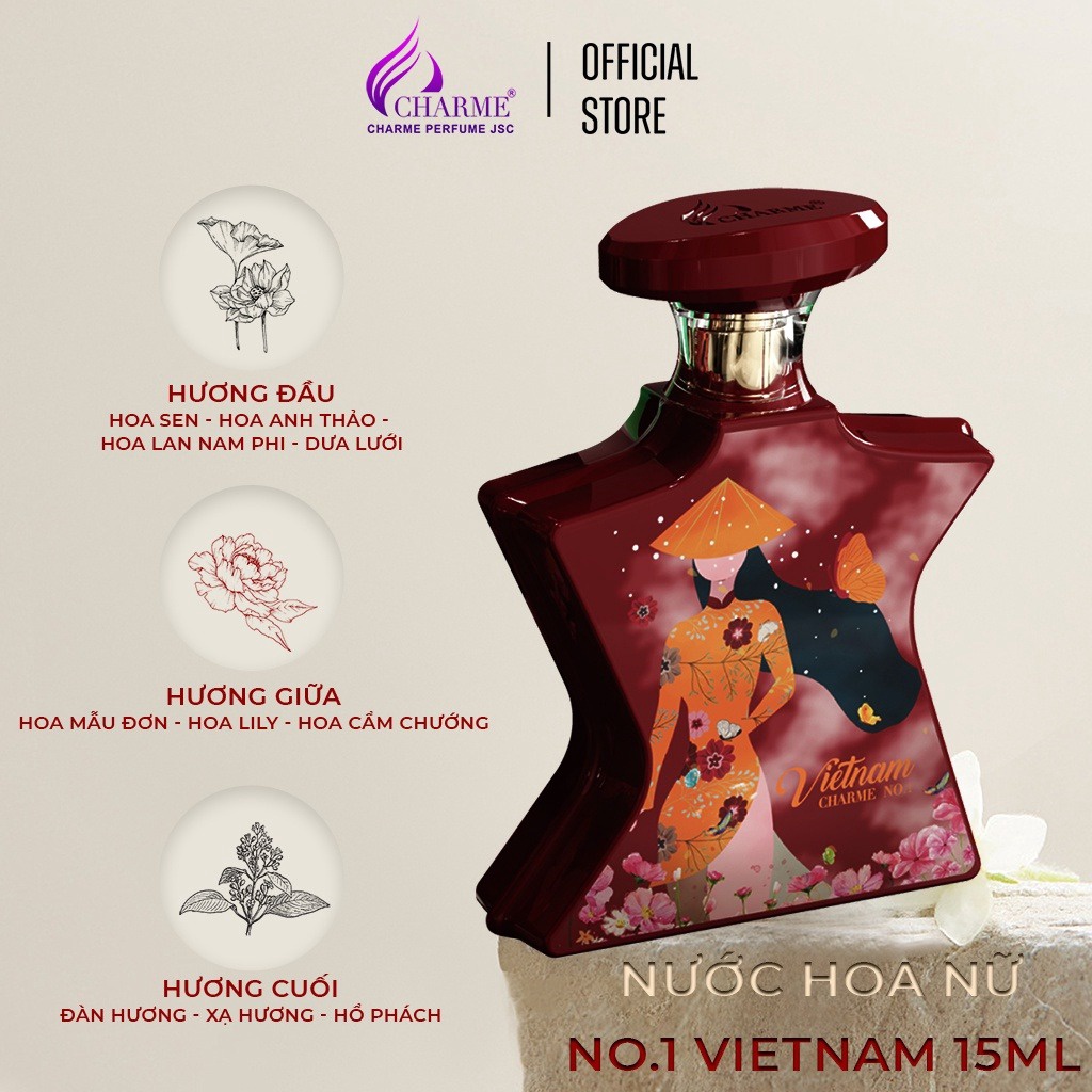 Alternative view of Nước Hoa Nữ Charme N0.1 Vietnam 15ml Hương Hoa Sen Nhẹ Nhàng Thanh Mát Tinh Tế Chính Hãng