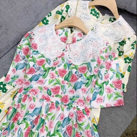 Váy Babydoll Họa Tiết Hoa Cổ Bèo Cute V489 - Haka Mây