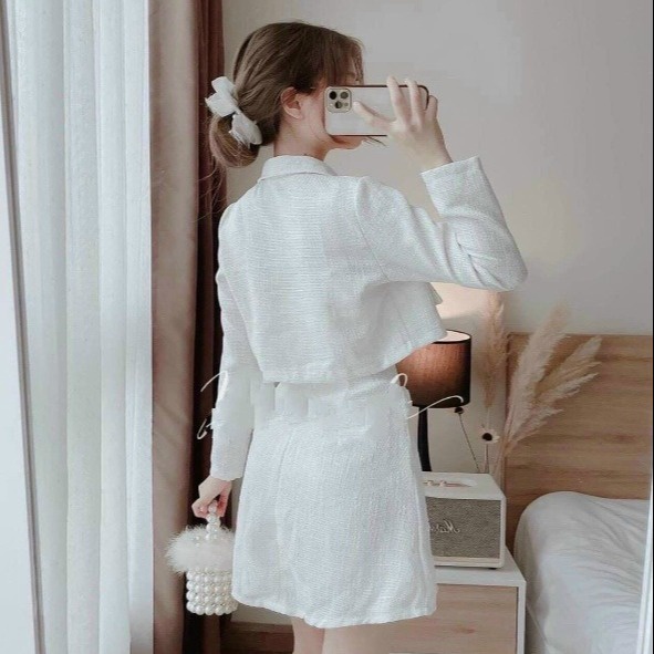 Alternative view of Set Váy Chữ A Hai Dây Kèm Áo Khoát Thanh Lịch V497 - Haka Mây